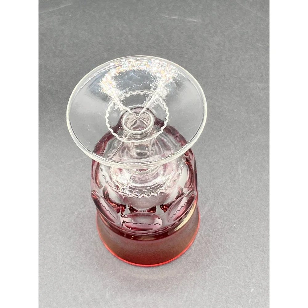 VTG Tiffin Kings Thumbprint Ruby Red Cordial Glass- 3.5
